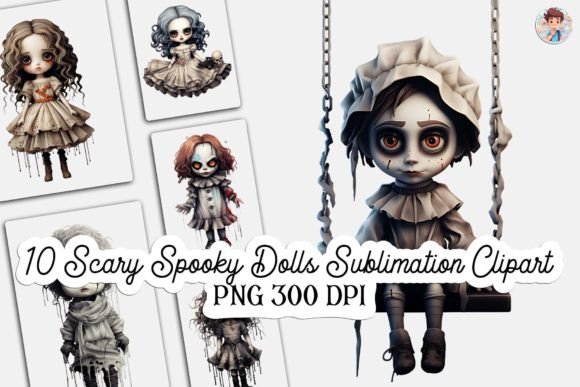 Download 10 Scary Spooky Doll Sublimation Clipart - Sublimation Collection