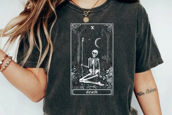 Download Death Tarot Card Skeleton Gothic Aesthetic Dark Forest Moon Art Png - Png Collection