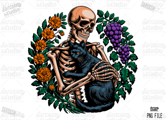 Download Skeleton with Flowers Aesthetic Dark PNG - Png Collection