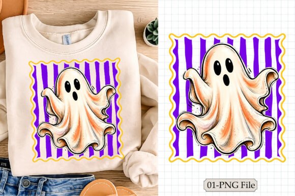 Download Striped Ghost Halloween Png,Spooky - Png Collection