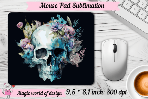 Download Skull with Flowers Mouse Pad Png - Png Collection
