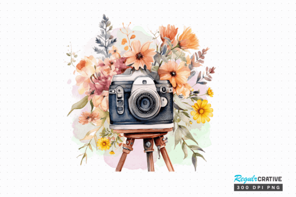 Download Camera with Flowers Clipart Sublimation - Sublimation Collection