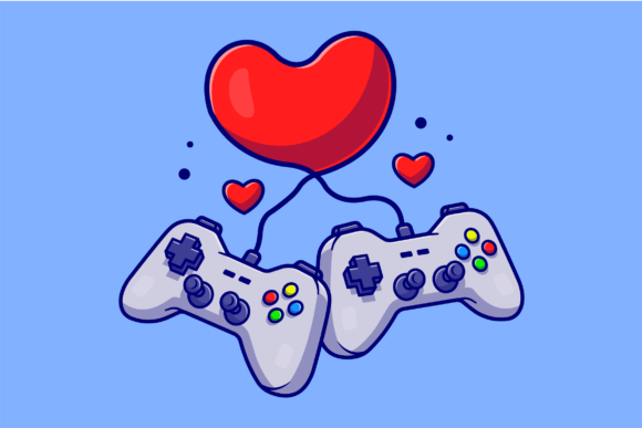 Download Console with Heart Cartoon Illustration - Illustration Collection