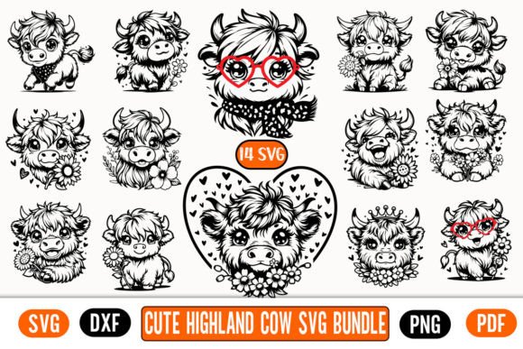 Download Highland Cow Svg, Png, DXF Bundle Cricut - Png Collection