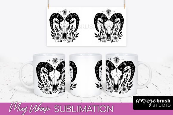 Download Celestial Mug Wrap Cow Skull Sublimation - Sublimation Collection