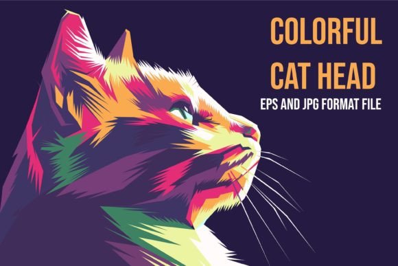 Download Colorful Cat Head Illustration - Premium Resources