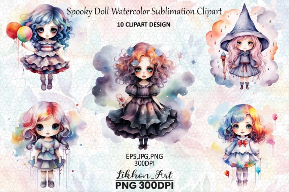 Download Spooky Doll Watercolor Sublimation - Sublimation Collection