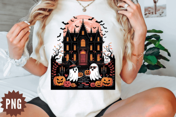 Download Cute Ghost Haunted House PNG Clipart Des - Png Collection