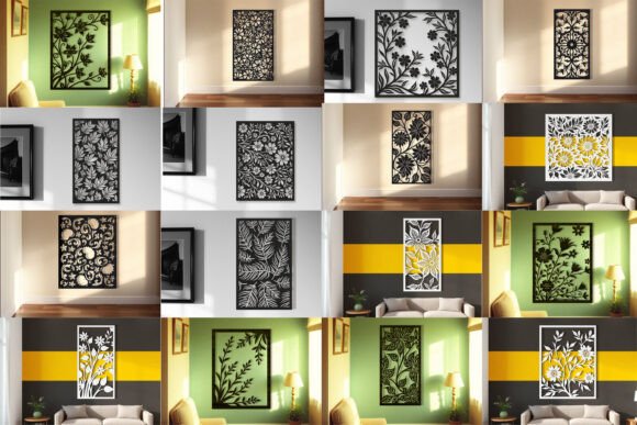 Download Laser Cut Floral Panel Wall Art Bundle - Panel Collection
