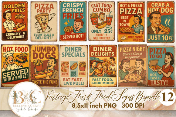 Download Vintage Fast Food Signs Bundle PNG - Png Collection