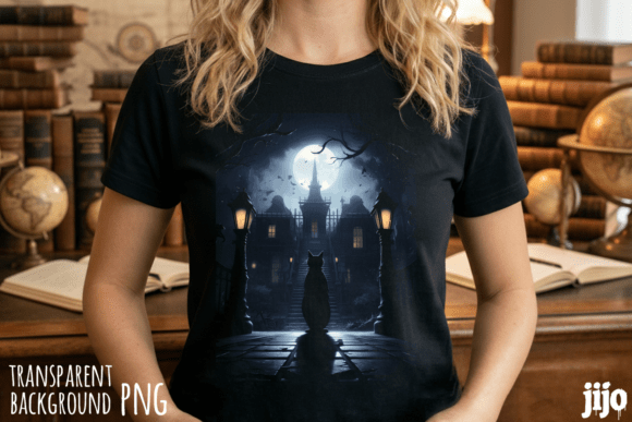 Download Halloween Cat Moon Haunted PNG - Png Collection