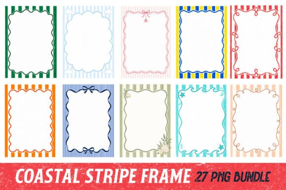 Download Coastal Stripe Frame PNG Bundle - Png Collection