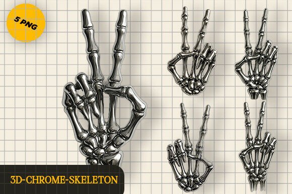 Download Halloween Chrome Skeleton Hand PNG Set - Png Collection