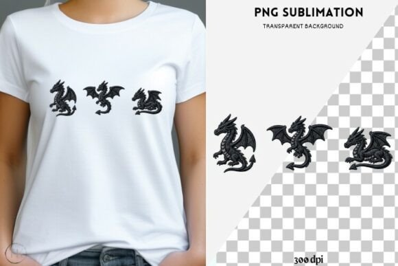Download Black Embroidery Dragon PNG | Fantasy - Png Collection