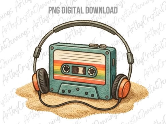 Download Retro Cassette Tape with Headphones PNG - Png Collection