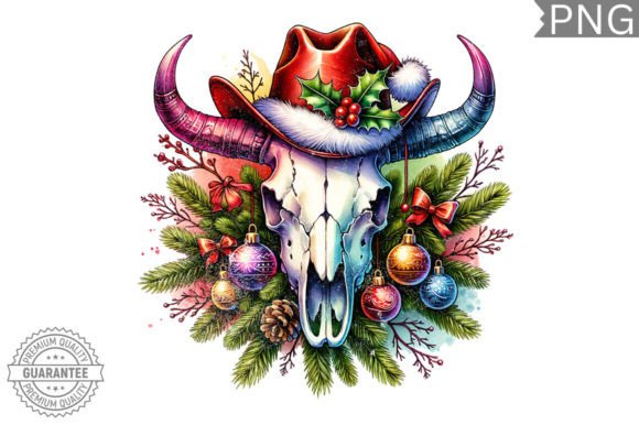 Download Christmas Cow Skull Sublimation Design - Sublimation Collection