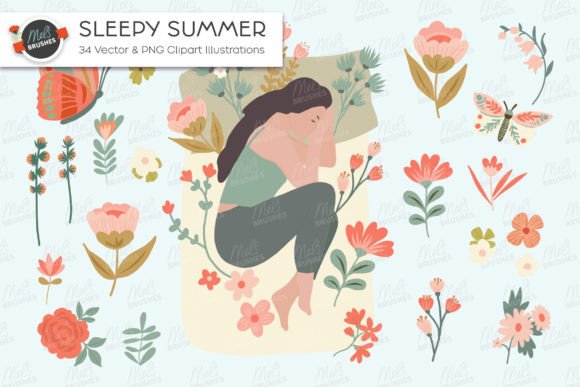 Download Sleepy Summer Floral Dreams Illustration - Illustration Collection