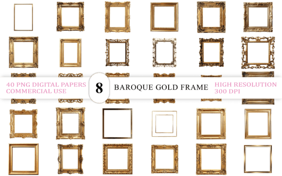 Download Elegant Baroque Gold Frame PNG - Png Collection