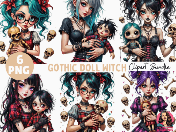 Download Gothic Doll Witch | 6 PNG Bundle - Png Collection