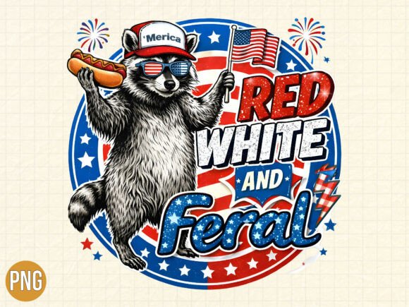 Download Red White Feral Raccoon 4th of July PNG - Png Collection