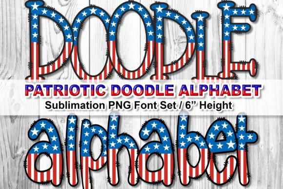Download Patriotic USA Flag Doodle Alphabet PNG - Premium Bundle