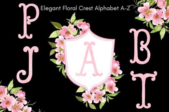 Download Pink Floral Alphabet &amp; Crest Frame PNG - Png Collection