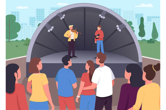 Download Live Music Concert Flat Illustration - Illustration Collection