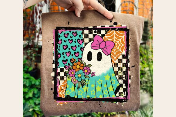 Download Floral Checkered Ghost Halloween Png - Png Collection