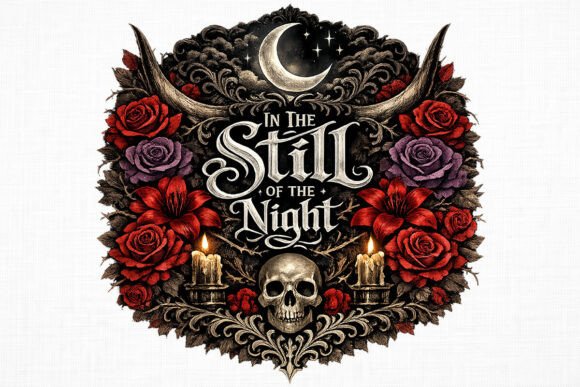 Download Gothic Floral Cow Skull Night PNG - Png Collection