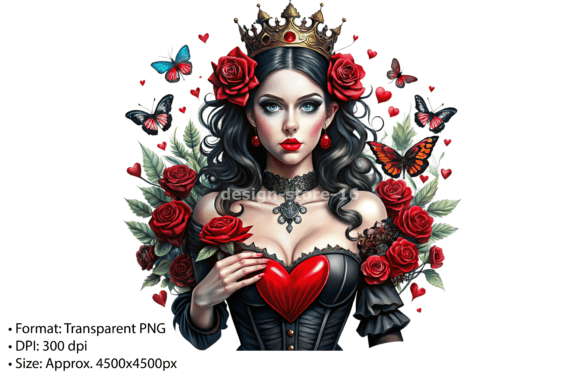 Download Queen of Hearts Gothic Illustration PNG - Png Collection