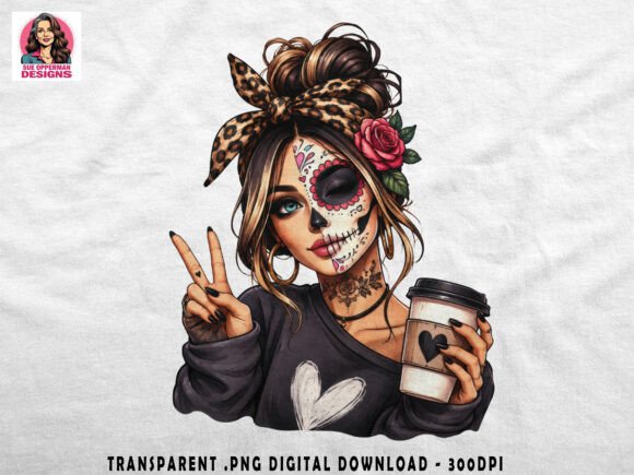 Download Sugar Skull Coffee Girl | Gothic PNG - Png Collection
