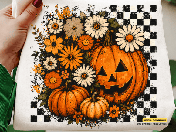 Download Retro Floral Pumpkin Halloween PNG - Png Collection