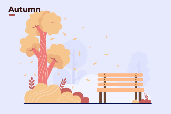 Download Fall Seasons at City Park Illustration - Illustration Collection