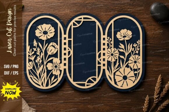 Download Floral Triple Panel Screen Laser Cut SVG - Panel Collection