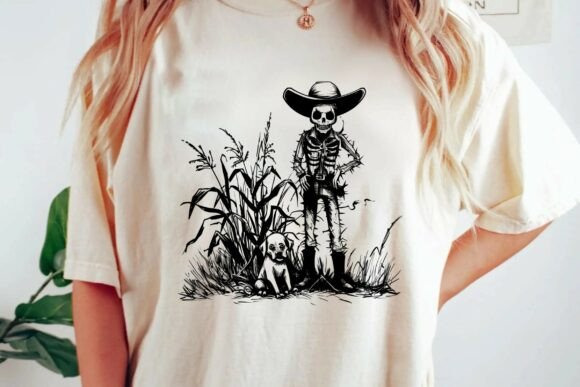 Download Vintage Horror Skeleton Cowboy Wild West Gothic Illustration PNG - Png Collection
