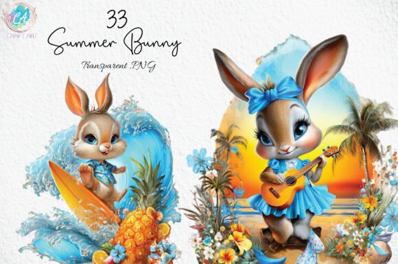 Download Whimsical Summer Bunny Clipart PNG - Png Collection