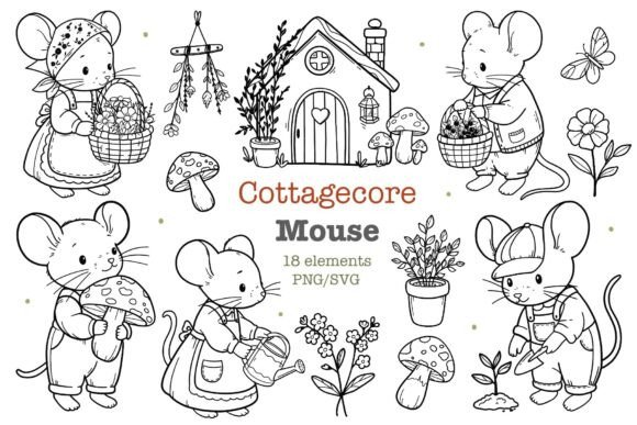 Download Cottagecore Mouse Clipart PNG SVG - Png Collection