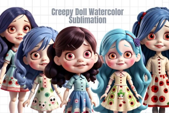Download Creepy Doll Watercolor Sublimation - Sublimation Collection