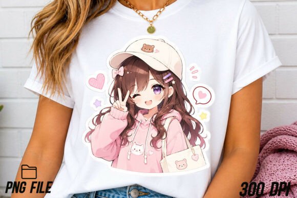 Download Cute Anime Girl Sticker PNG Sublimation - Png Collection