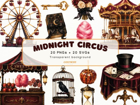 Download Dark Circus Watercolor Cliparts PNG - Png Collection