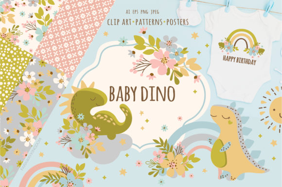 Download BABY DINO Kid Vector Illustration Set - Premium Resources