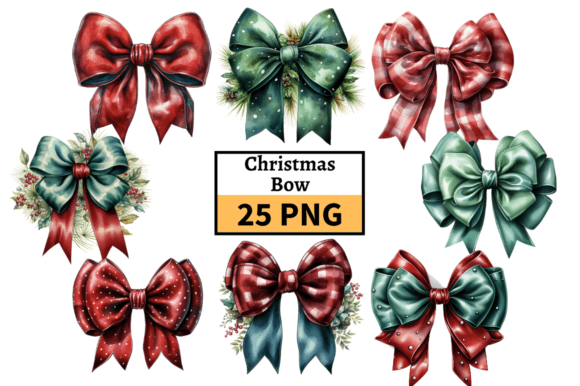 Download Red &amp; Green Christmas Bows Clipart PNG - Png Collection