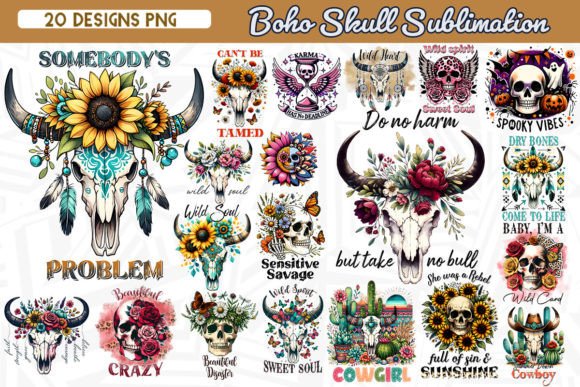 Download Boho Skull Sublimation Bundle - Sublimation Collection