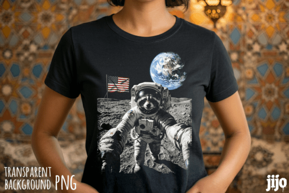 Download Patriotic Raccoon Astronaut Moon PNG - Png Collection