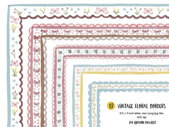 Download Vintage Floral Border Watercolor PNG - Png Collection