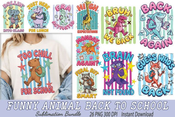 Download Funny Animal Back to School Sublimation - Sublimation Collection