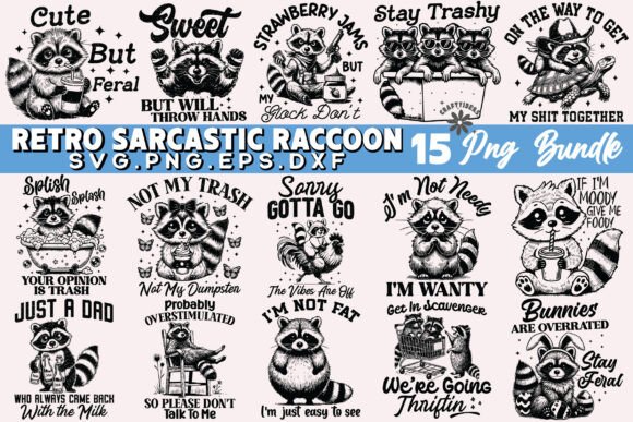 Download Retro Sarcastic Raccoon Png Bundle Funny - Png Collection