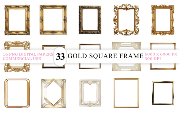 Download Gold Square Frame PNG Bundle - Png Collection