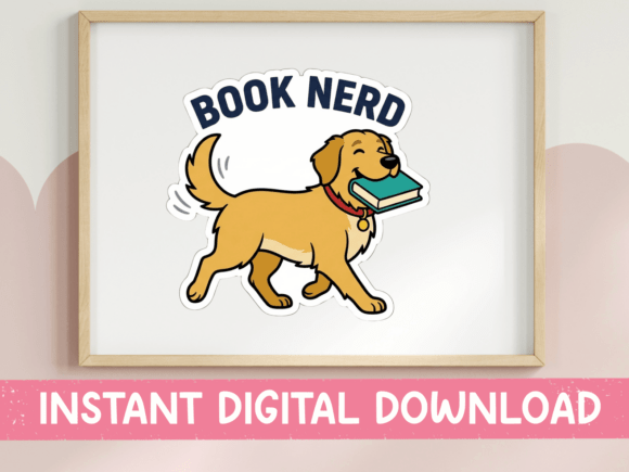 Download Book Nerd Golden Retriever Sticker - Nerd Collection