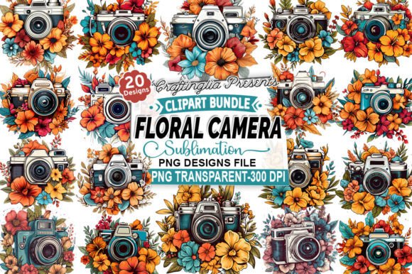 Download Flower Camera Sublimation Clipart Bundle - Sublimation Collection